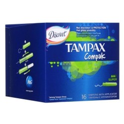 Тампоны, Tampax (Тампакс) 16 шт Дискрит компак супер с аппликатором