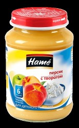 Пюре, Hame (Хаме) 190 г персик творог с 6 мес