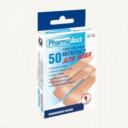 Пластырь, Pharmadoct (Фармадокт) р. 6смх2см №50 Мегапласт Для всех водостойкий на полимерной основе телесный коробка